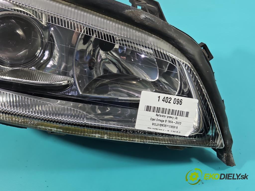 Opel Omega B 1994-2003 2.2 16V 144 HP manual 106 kW 2198 cm3 5- Reflektor: pravý  (Pravé)