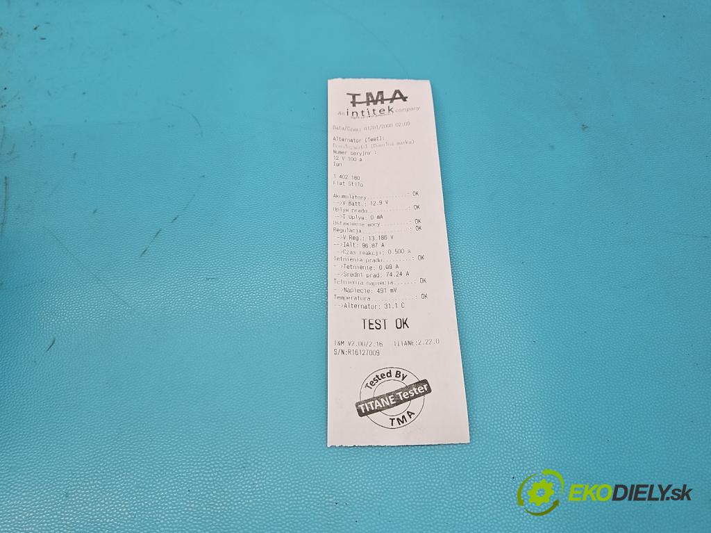 Fiat Stilo 1.9 jtd 116 HP manual 85 kW 1910 cm3 5- Alternator 46782213 (Alternátory)