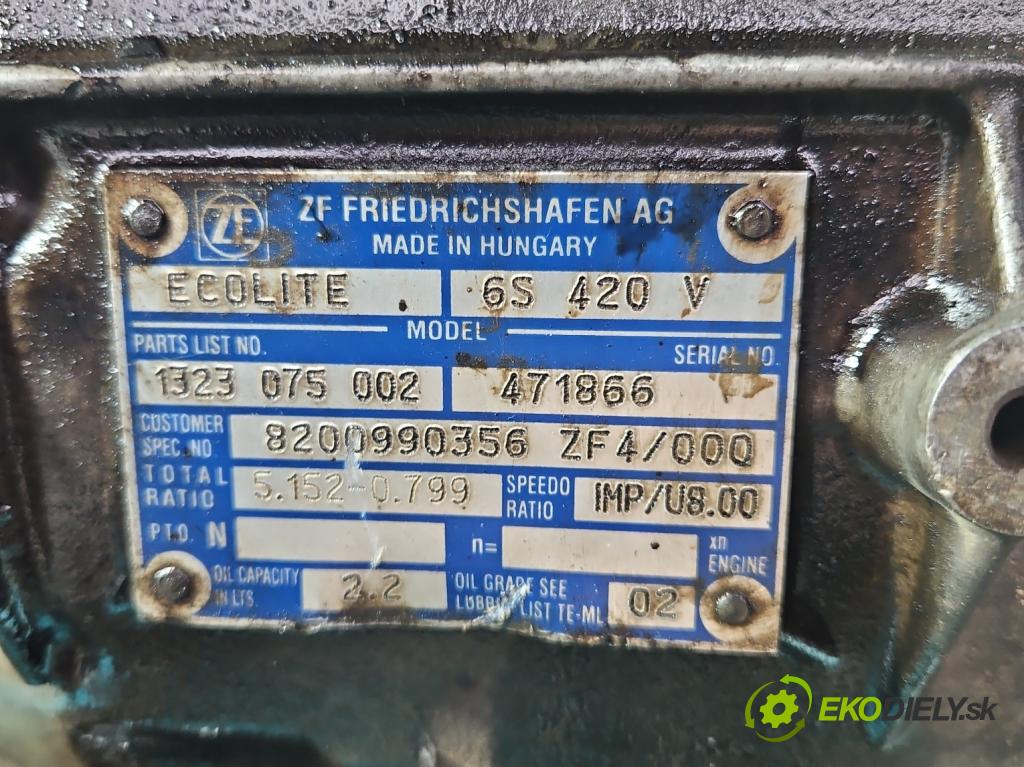 Renault Master III 2010-2019 2.3 dci 145 HP manual 107 kW 2299 cm3 5- prevodovka stupeň,rýchlosť manual ZF4/000