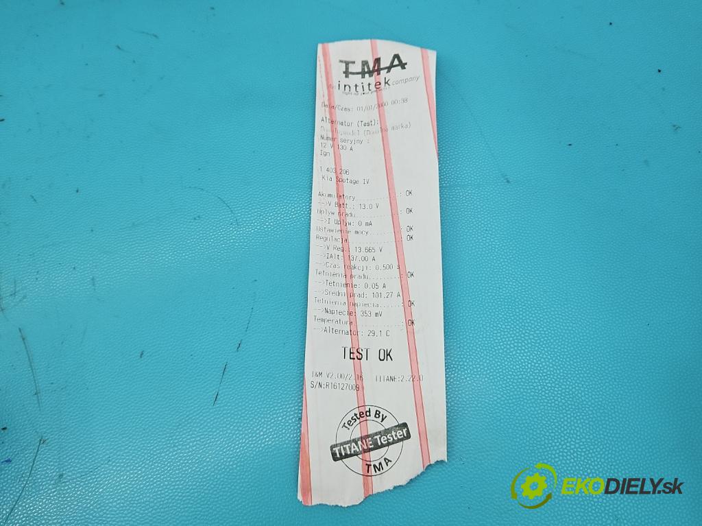 Kia Sportage IV 2015-2021 1.7 crdi 141 HP automatic 104 kW 1685 cm3 5- Alternator 37300-2A700 (Alternátory)