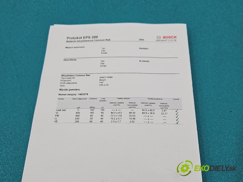 Kia Sportage IV 2015-2021 1.7 crdi 141 HP automatic 104 kW 1685 cm3 5- vstrek 0445110589 (Vstrekovač paliva)