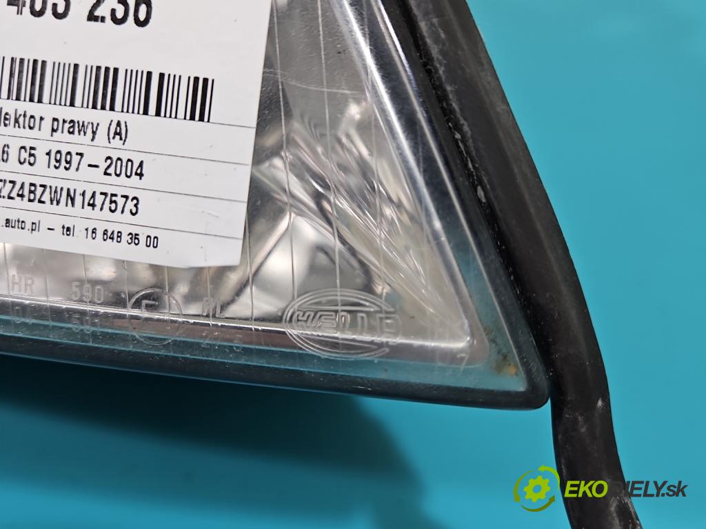 Audi A6 C5 1997-2004 2.4 V6 165 HP automatic 121 kW 2393 cm3 5- Reflektor: pravý  (Pravé)