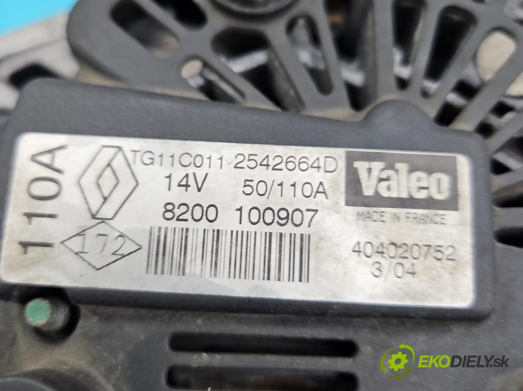 Renault Megane II 2003-2008 1.6 16V 113 HP manual 83 kW 1598 cm3 3- Alternator 8200100907 (Alternátory)