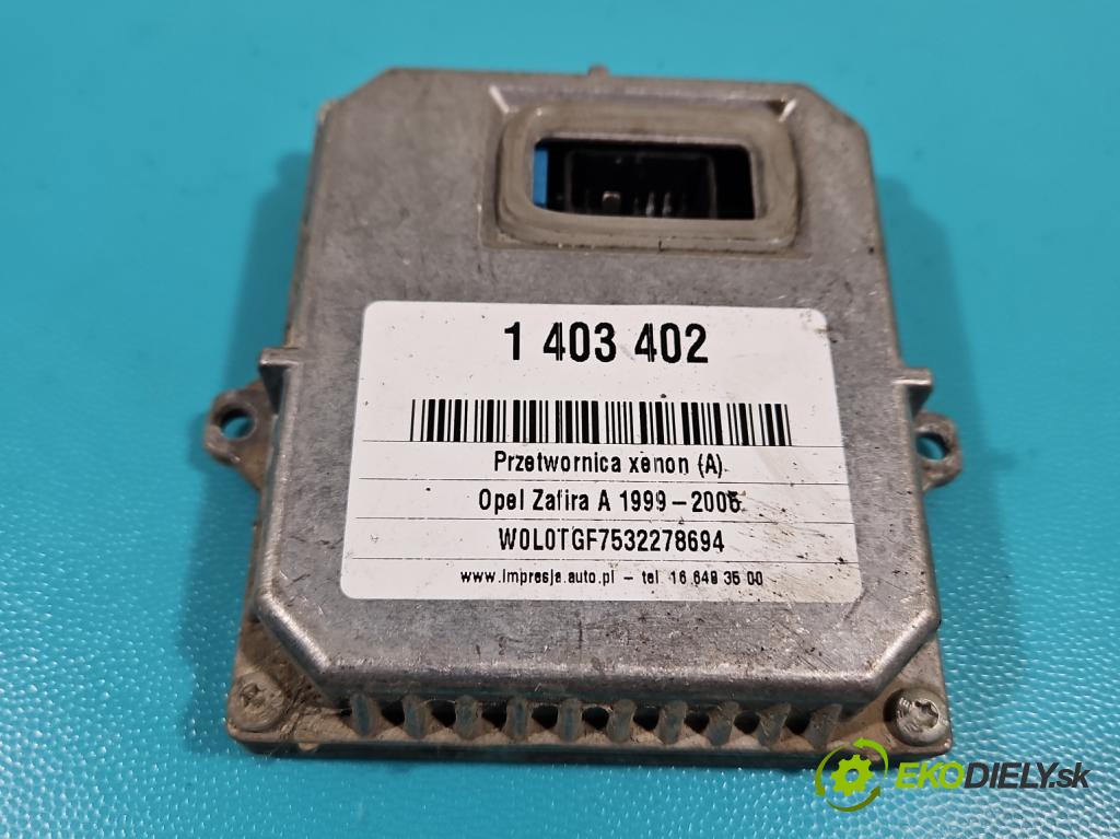 Opel Zafira A 1999-2005 1.8 16V 125 hp manual 92 kW 1796 cm3 5- měnič xenon 1307329081 (Měniče)