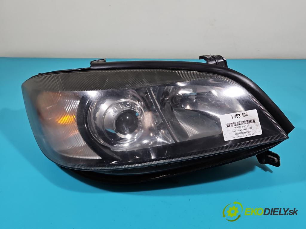 Opel Zafira A 1999-2005 1.8 16V 125 HP manual 92 kW 1796 cm3 5- Reflektor: pravý 24434827RH (Pravé)