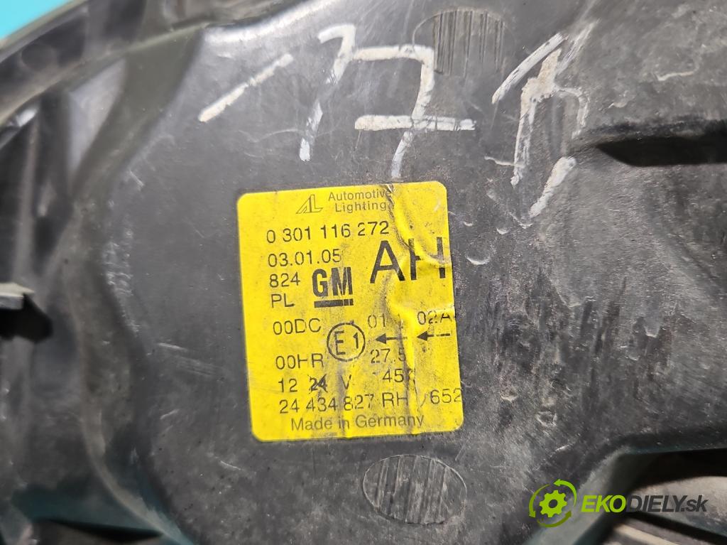 Opel Zafira A 1999-2005 1.8 16V 125 HP manual 92 kW 1796 cm3 5- Reflektor: pravý 24434827RH (Pravé)