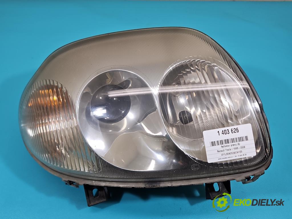 Renault Thalia I 1998-2009 1.4 16V 98 HP manual 72 kW 1390 cm3 4- Reflektor: pravý  (Pravé)