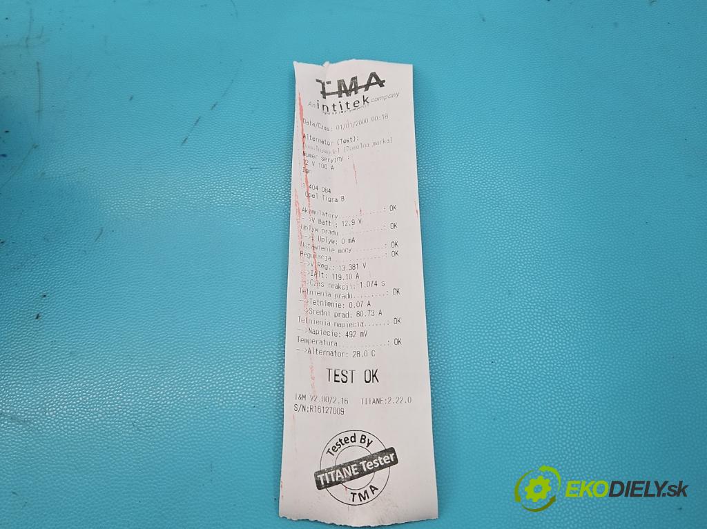 Opel Tigra B 2004-2009 1.4 16V 90 HP manual 66 kW 1364 cm3 2- Alternator 0124325171 (Alternátory)
