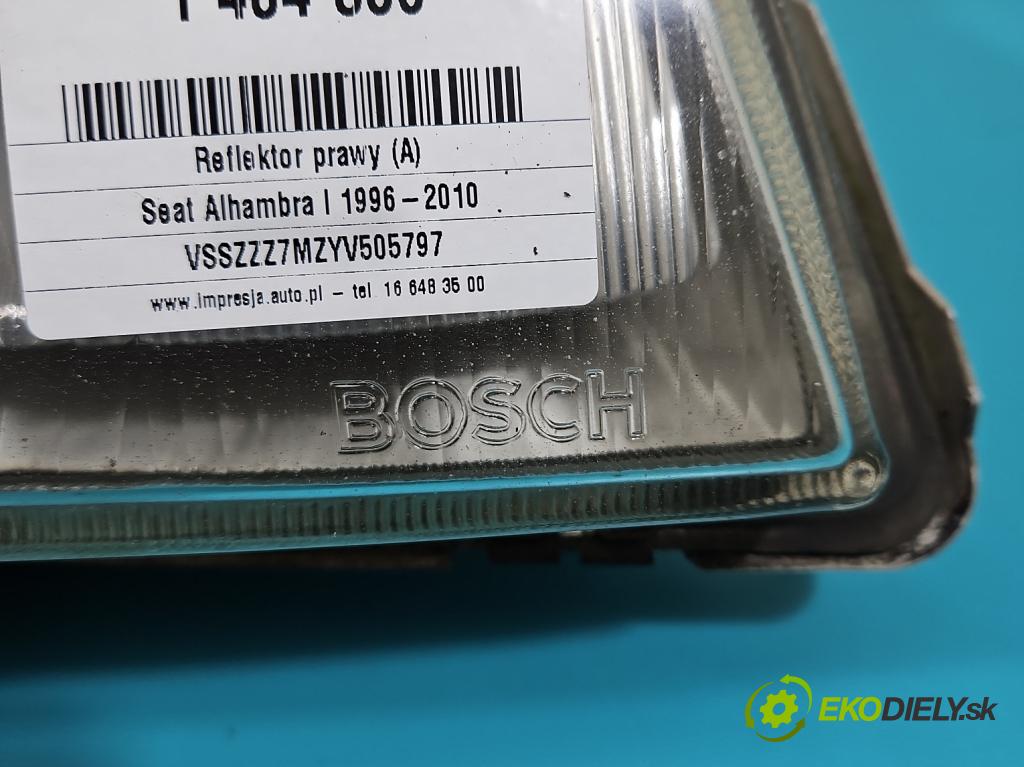 Seat Alhambra I 1996-2010 1.9 tdi 90 HP manual 66 kW 1896 cm3 5- Reflektor: pravý 7M1941016K (Pravé)