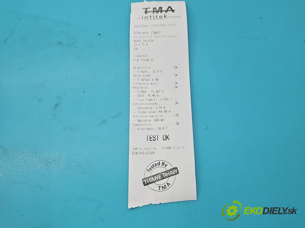 Fiat Panda II 2003-2012 1.3 jtd 69KM manual 51 kW 1248 cm3 5- Alternator 46823546 (Alternátor)