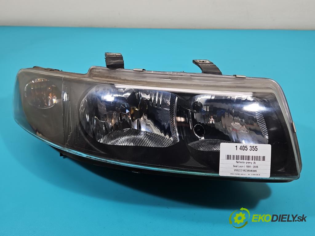 Seat Leon I 1999-2005 1.6b 105 HP manual 77 kW 1598 cm3 5- Reflektor: pravý  (Pravé)