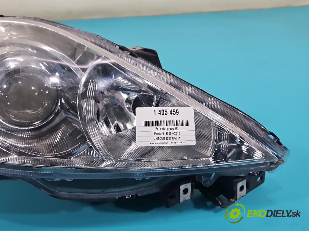 Mazda 5  2005-2010 1.8 16V 116 HP manual 85 kW 1798 cm3 5- Reflektor: pravý  (Pravé)