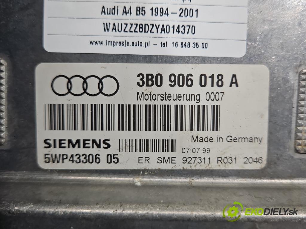 Audi A4 B5 1994-2001 1.6 8V 101 HP manual 74 kW 1595 cm3 5- riadiaca jednotka motora 3B0906018A