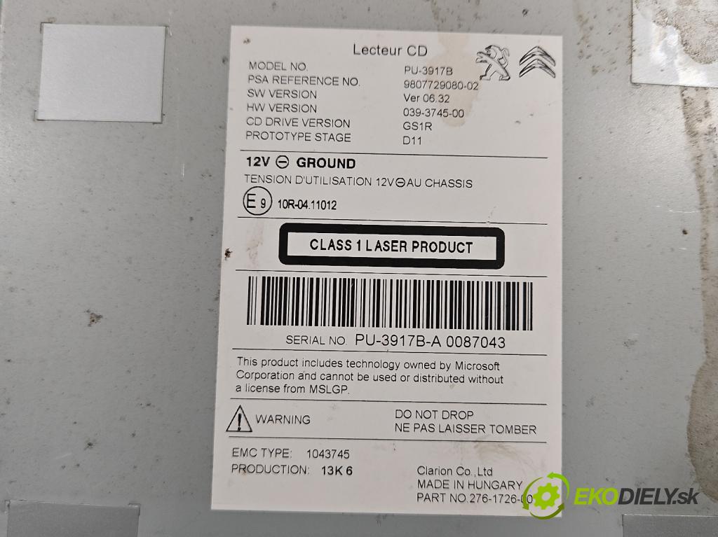 Peugeot 508 2010-2018 1.6 hdi 120 HP automatic 88 kW 1560 cm3 4- panel kúrenia 9807729080