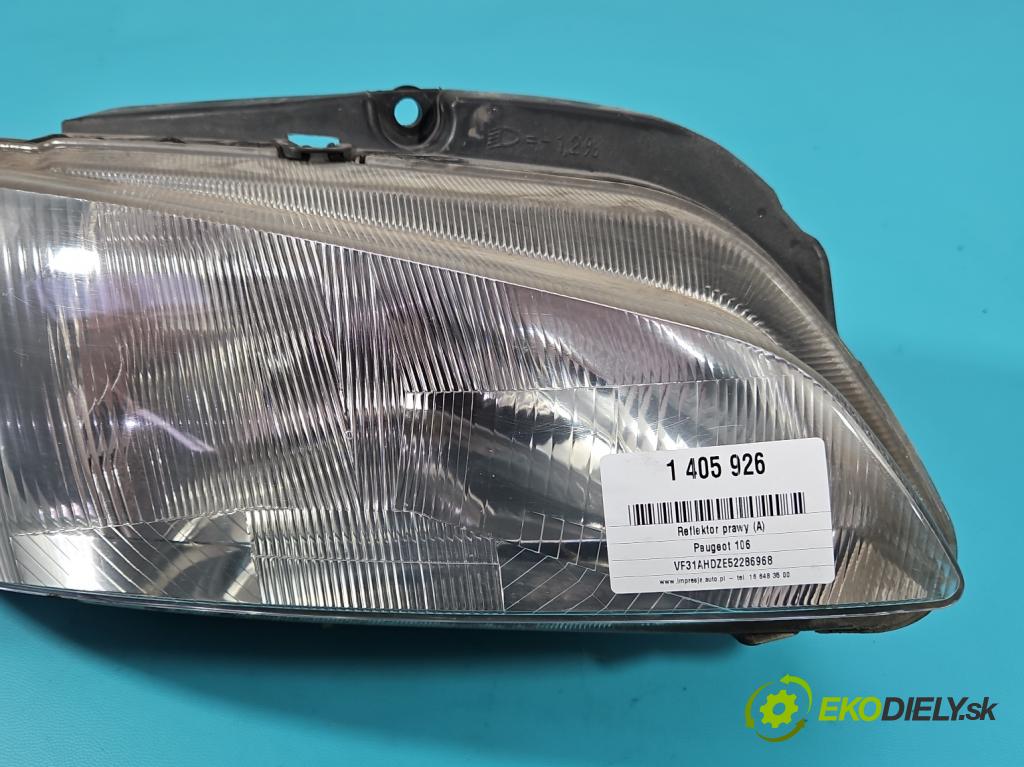 Peugeot 106 1.1 60 HP manual 44 kW 1124 cm3 5- Reflektor: pravý  (Pravé)
