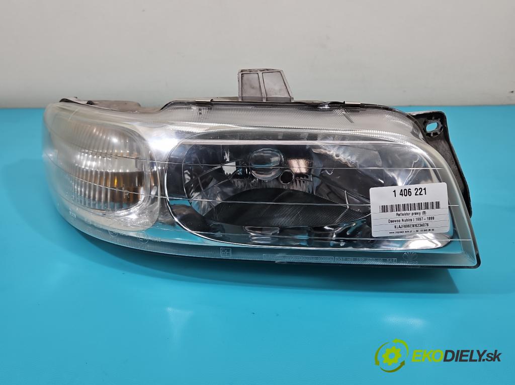 Daewoo Nubira I 1997-1999 1.6 16V 106 HP manual 78 kW 1598 cm3 4- Reflektor: pravý (Pravé)