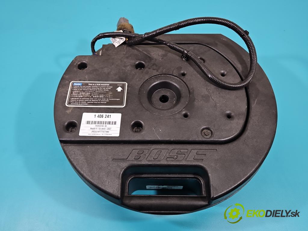 Mazda 6 I GG 2002-2007 2.0 16V 147 HP automatic 108 kW 1999 cm3 5- Subwoofer: GJ5A66960 (Audio zariadenia)