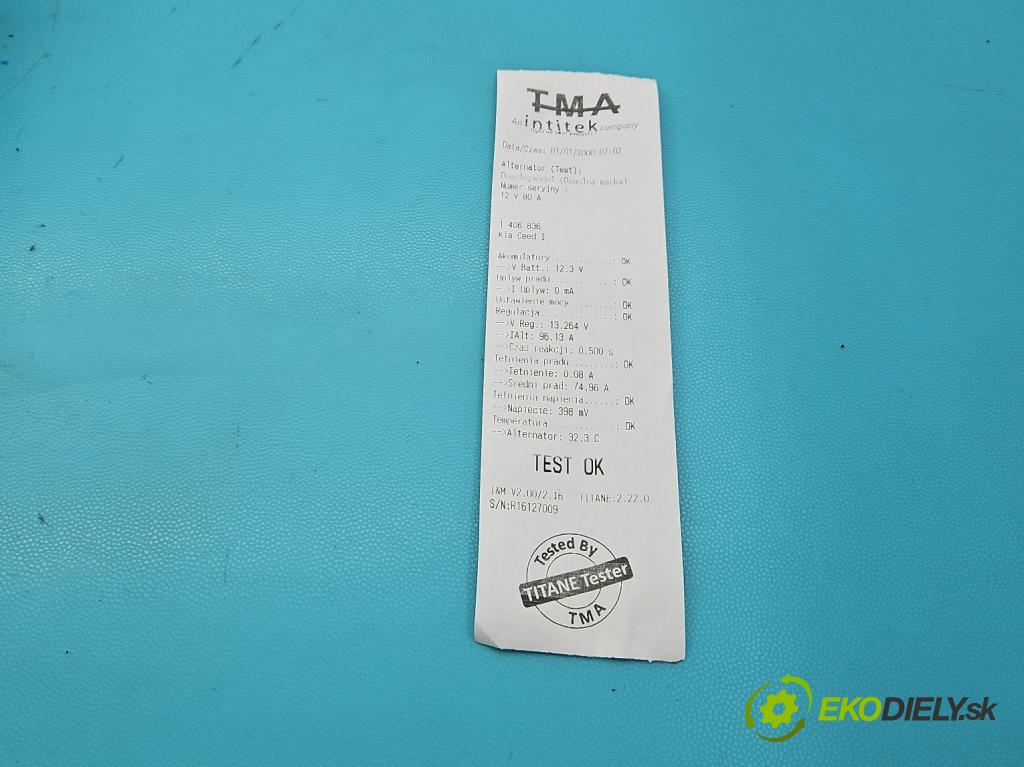Kia Ceed I 2006-2012 1.6 16V 129 HP manual 95 kW 1591 cm3 5- Alternator  (Alternátory)