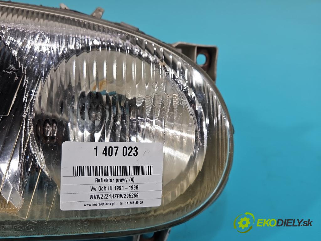 Vw Golf III 1991-1998 1.9 tdi 90 HP manual 66 kW 1896 cm3 3- Reflektor: pravý  (Pravé)
