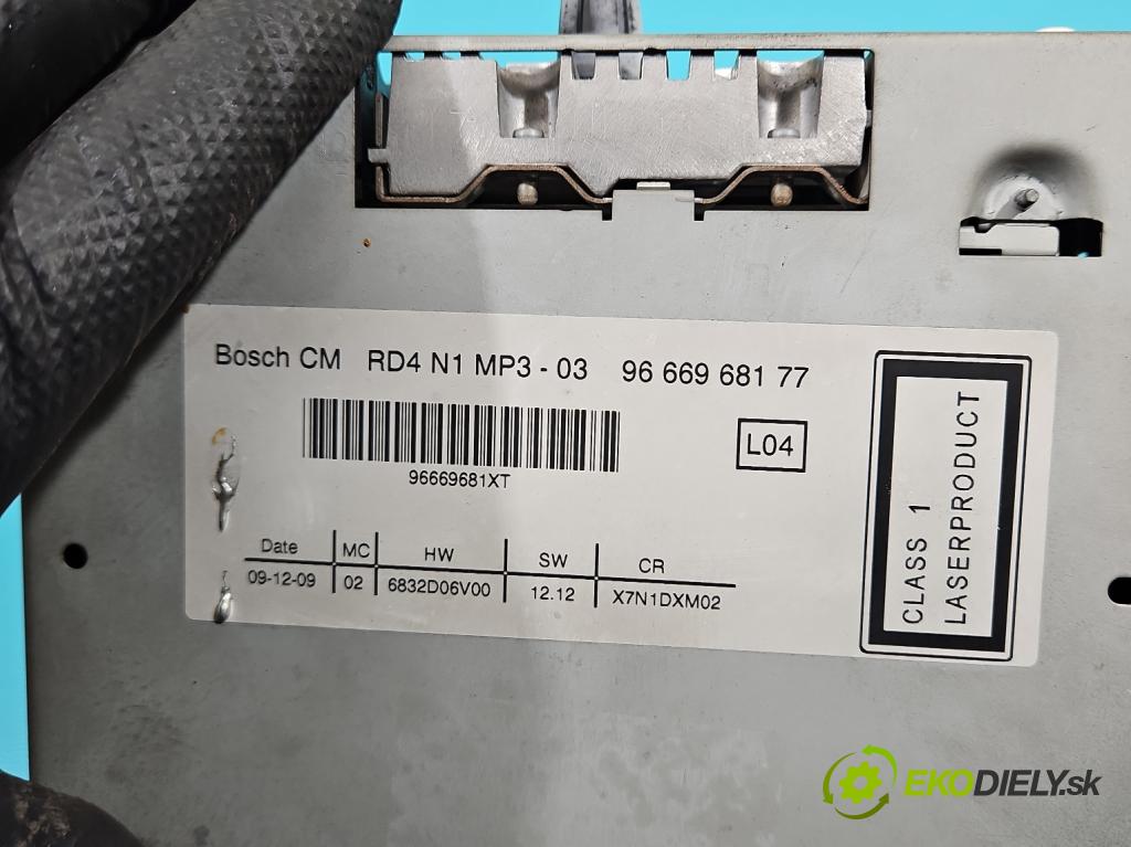 Peugeot Partner II 2008-2018 1.6 hdi 90 HP manual 66,2 kW 1560 cm3 5- Radio originál 9666968177