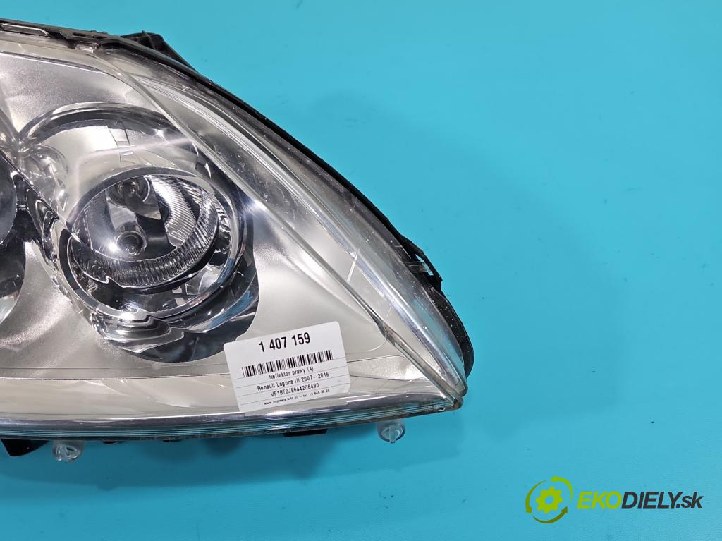 Renault Laguna III 2007-2015 2.0 dci 131 HP manual 96 kW 1995 cm3 5- Reflektor: pravý 89901841 (Pravé)