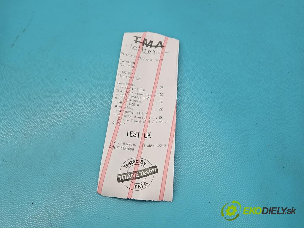 Alfa romeo 159 2.4 jtd 200 hp automatic 147 kW 2387 cm3 5- startér: M001TA0171 (Startér)