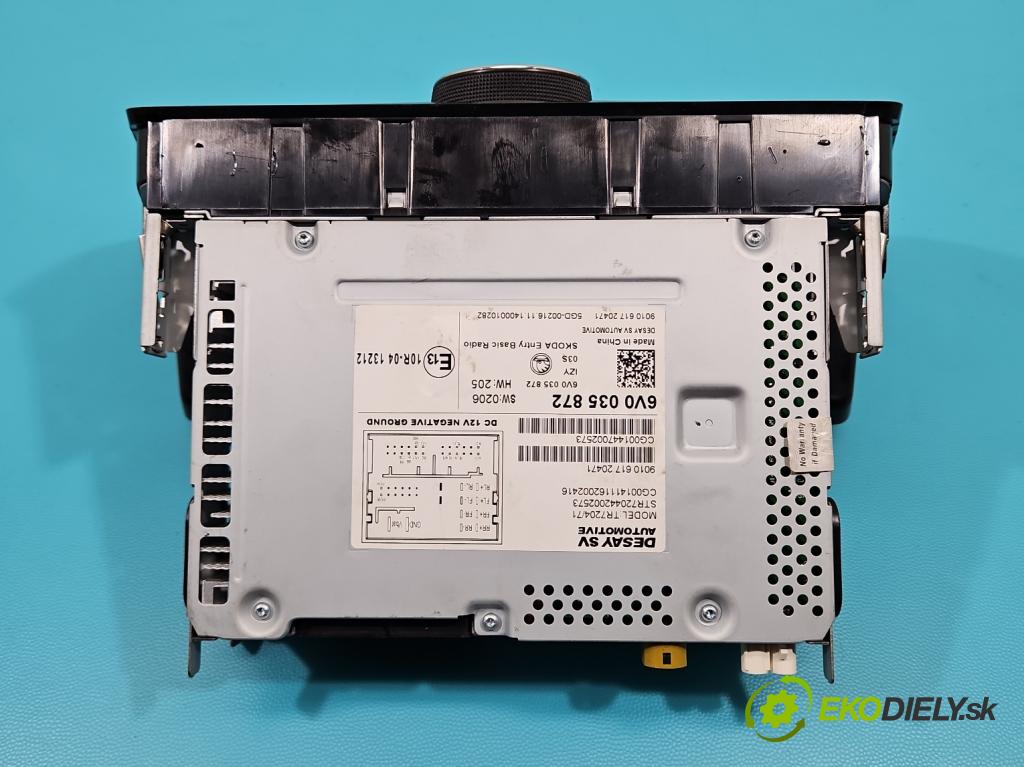 Skoda Fabia III 2014- 2021 1.0 mpi 75 hp manual 55 kW 999 cm3 5- Radio továrna: 6V0035872