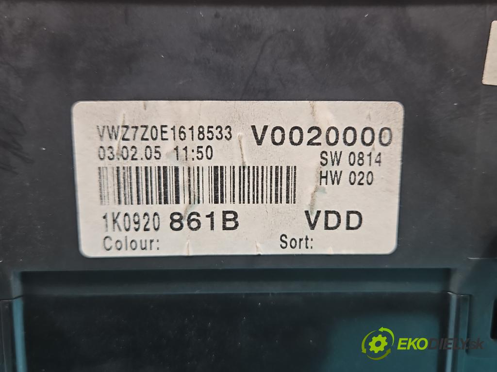 Vw Golf V 2003-2009 2.0 tdi 140 HP manual 103 kW 1968 cm3 5- prístrojovka/ budíky 1K0920861B (Prístrojové dosky, displeje)