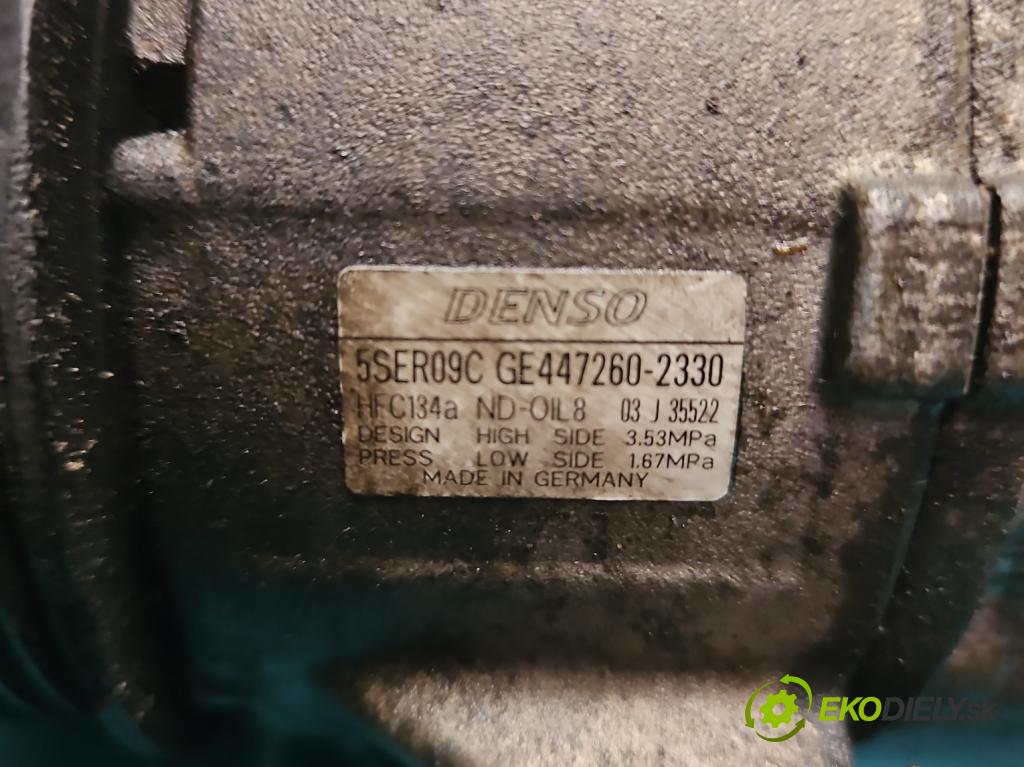 Toyota Yaris II 2005-2011 1.3 vvti 87 HP manual 64 kW 1298 cm3 5- Kompresor: klimatizácie 447260-2330 (Kompresory klimatizácie)