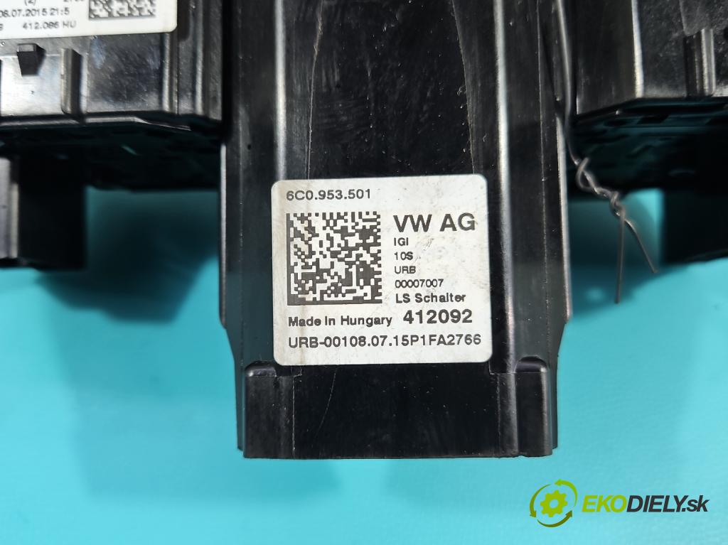 Skoda Fabia III 2014- 1.0 mpi 75 HP manual 55 kW 999 cm3 5- prepínač komplex: 6C0953501 (Prepínače, spínače, tlačidlá a ovládače kúrenia)