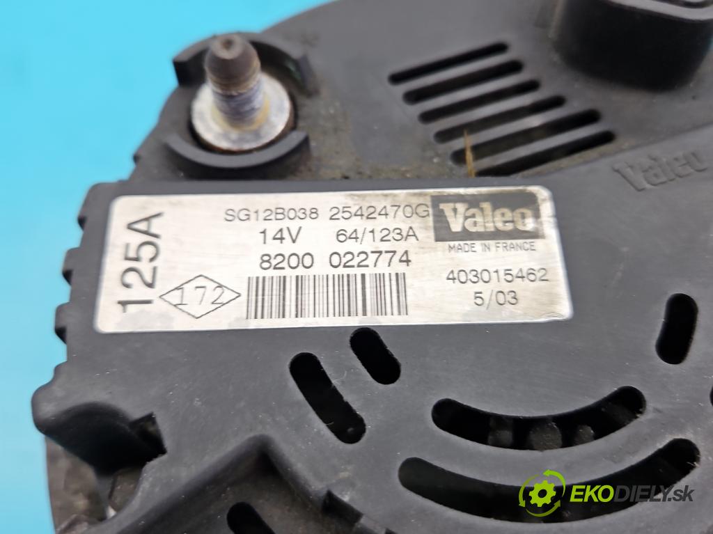 Renault Clio II 1998-2012 1.5 dci 82 HP manual 60 kW 1461 cm3 5- Alternator 8200022774 (Alternátory)