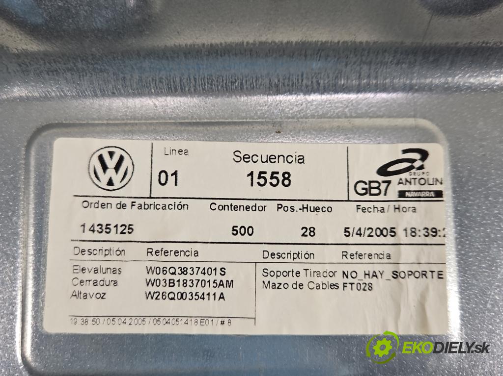 Vw Polo IV 9N 2001-2009 1.4 tdi 69KM manual 51 kW 1422 cm3 3- mechanismus stahování přední levý 6Y2959802