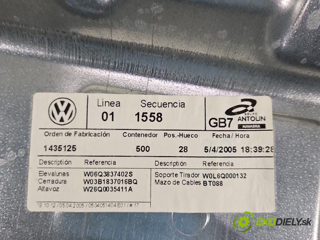 Vw Polo IV 9N 2001-2009 1.4 tdi 69KM manual 51 kW 1422 cm3 3- mechanismus stahování přední pravý 6Y2959801