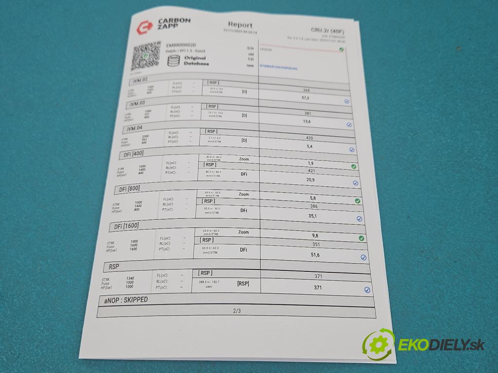 Mercedes Sprinter II 906 2006-  2.2 CDI 129 hp manual 95 kW 2143 cm3 5- vstřikovač EMBR00002D (Vstřikovač paliva)