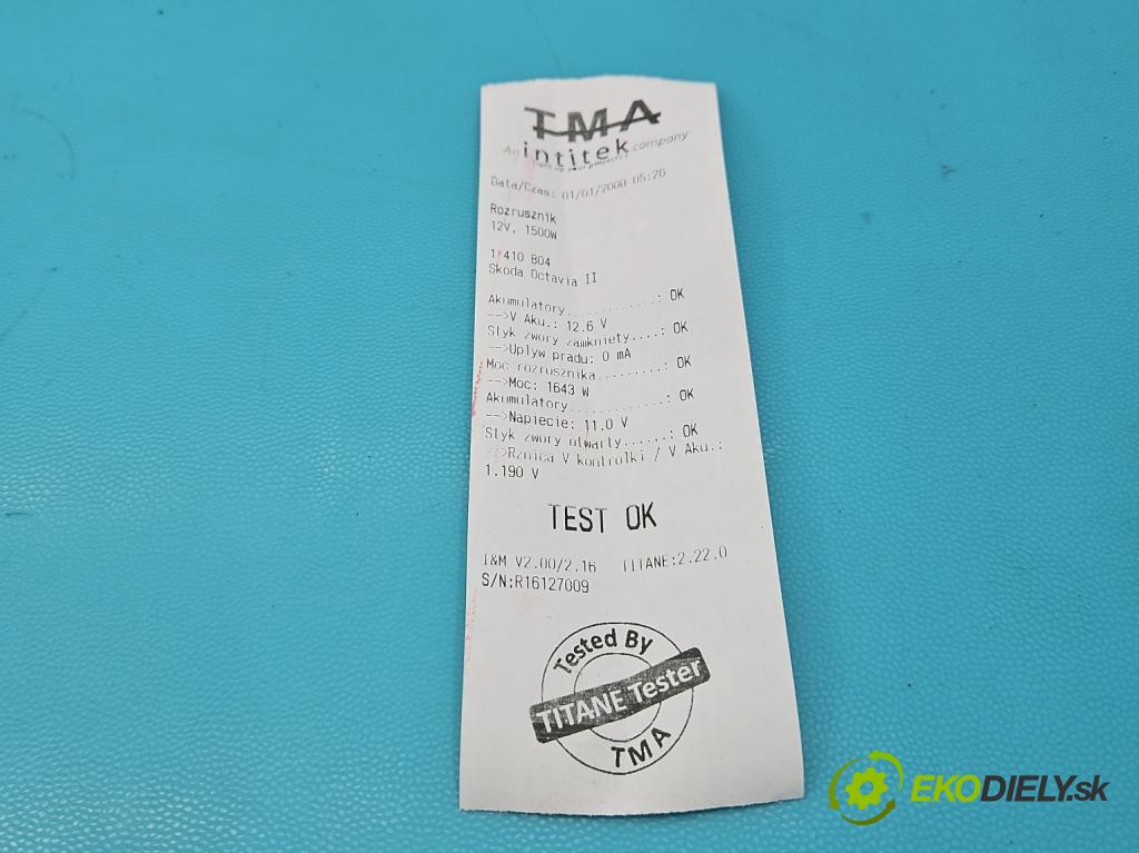 Skoda Octavia II 2004-2013 1.9 TDI (BLS) 105 hp manual 77 kW 1896 cm3 5- startér: (Startéry)