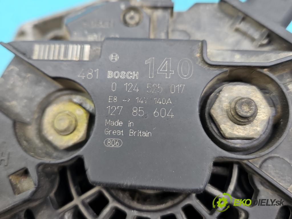 Saab 9-3 II 2002-2012 2.0 16V T 150 HP manual 110 kW 1998 cm3 4- Alternator 0124525017 (Alternátory)