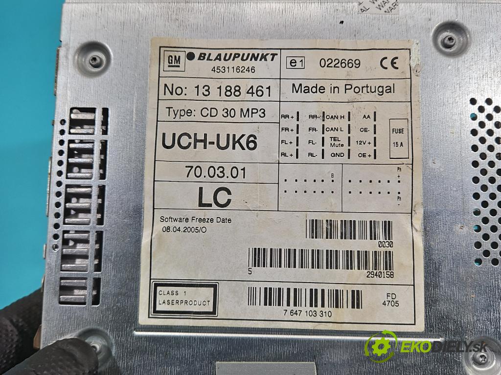 Opel Zafira B 2005-2014 1.8 16V 140 HP manual 103 kW 1796 cm3 5- Radio originál 13188461