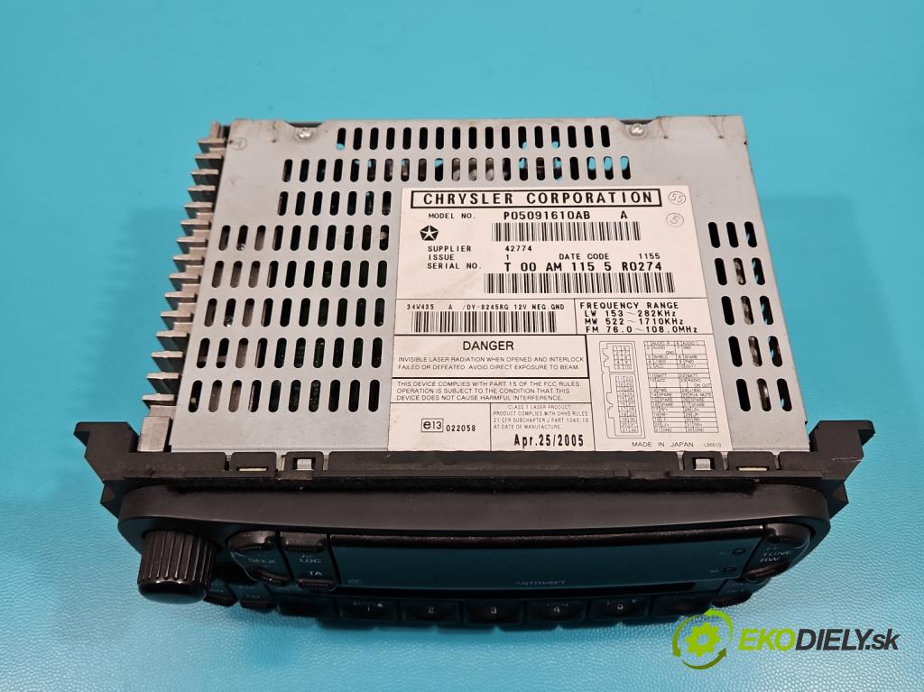 Jeep Cherokee KJ 2001-2008 3.7 V6 204 HP automatic 150 kW 3700 cm3 5- Radio originál P05091610AB