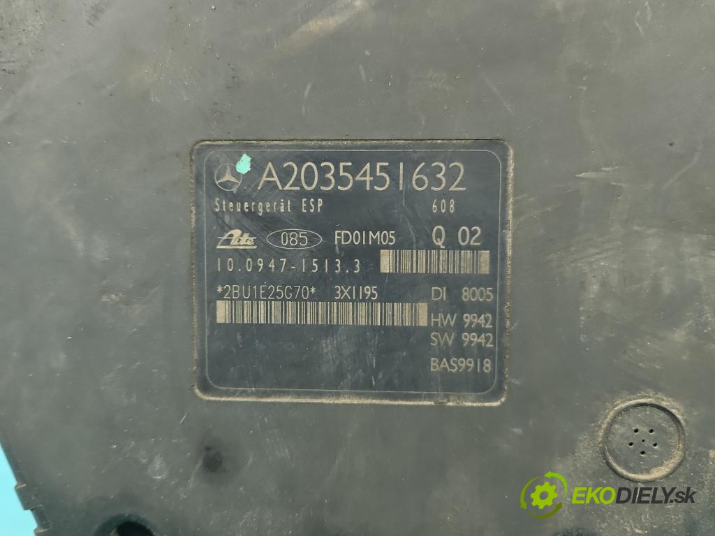 Mercedes C W203 2000-2007 2.0 kompressor 163 HP manual 120 kW 1998 cm3 5- čerpadlo abs A2035451632 (Pumpy ABS)