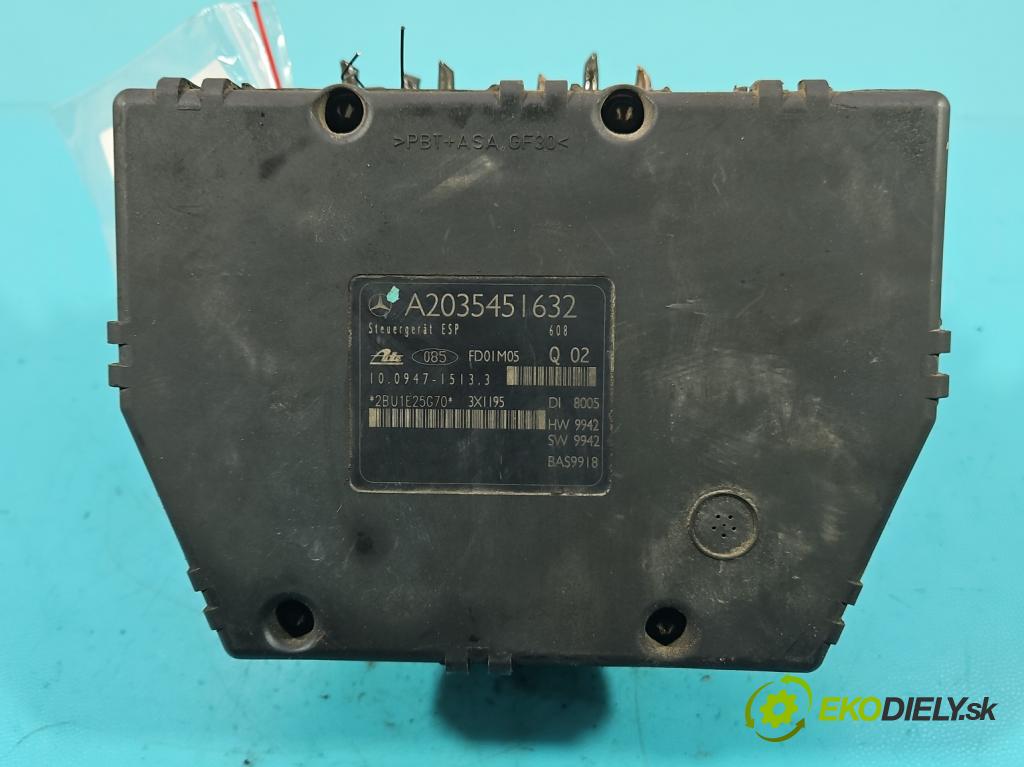 Mercedes C W203 2000-2007 2.0 kompressor 163 HP manual 120 kW 1998 cm3 5- čerpadlo abs A2035451632 (Pumpy ABS)