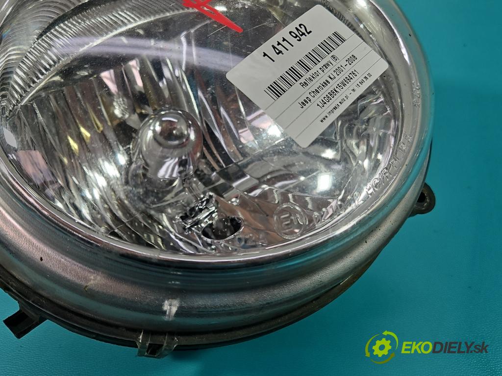 Jeep Cherokee KJ 2001-2008 3.7 V6 204 HP automatic 150 kW 3700 cm3 5- Reflektor: pravý  (Pravé)