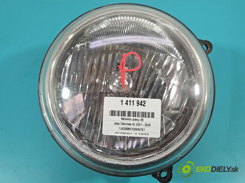 Jeep Cherokee KJ 2001-2008 3.7 V6 204 HP automatic 150 kW 3700 cm3 5- Reflektor: pravý  (Pravé)