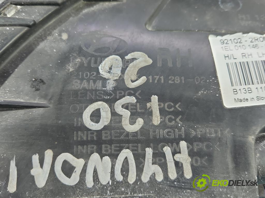 Hyundai I30 I 2007-2012 1.4 16V (G4FA) 109 HP manual 80 kW 1396 cm3 5- Reflektor: pravý 92102-2R000 (Pravé)