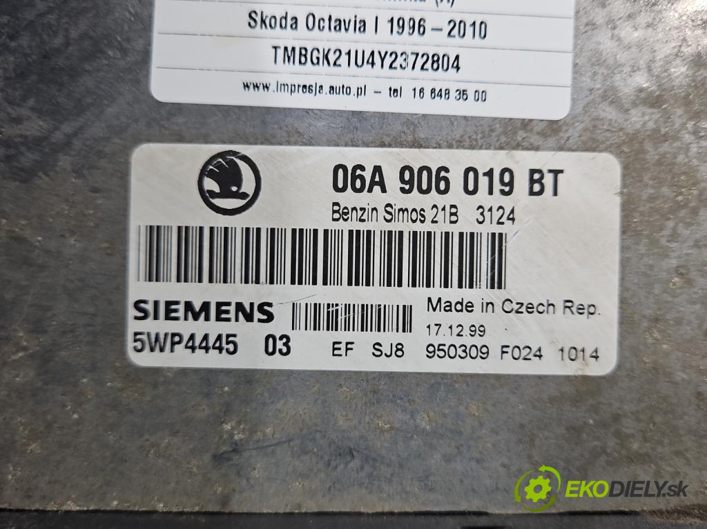 Skoda Octavia I 1996-2010 1.6 SR 101 HP manual 74 kW 1595 cm3 5- riadiaca jednotka motora 06A906019BT