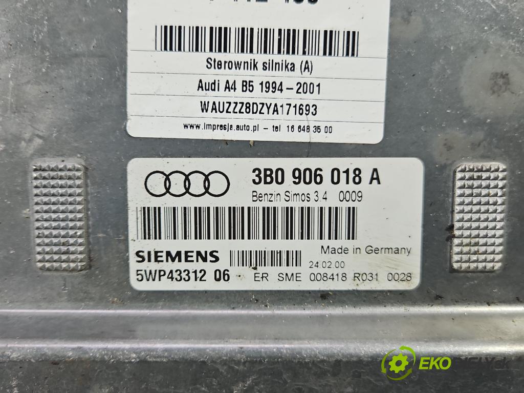 Audi A4 B5 1994-2001 1.6 8V 101 HP manual 74 kW 1595 cm3 5- riadiaca jednotka motora 3B0906018A
