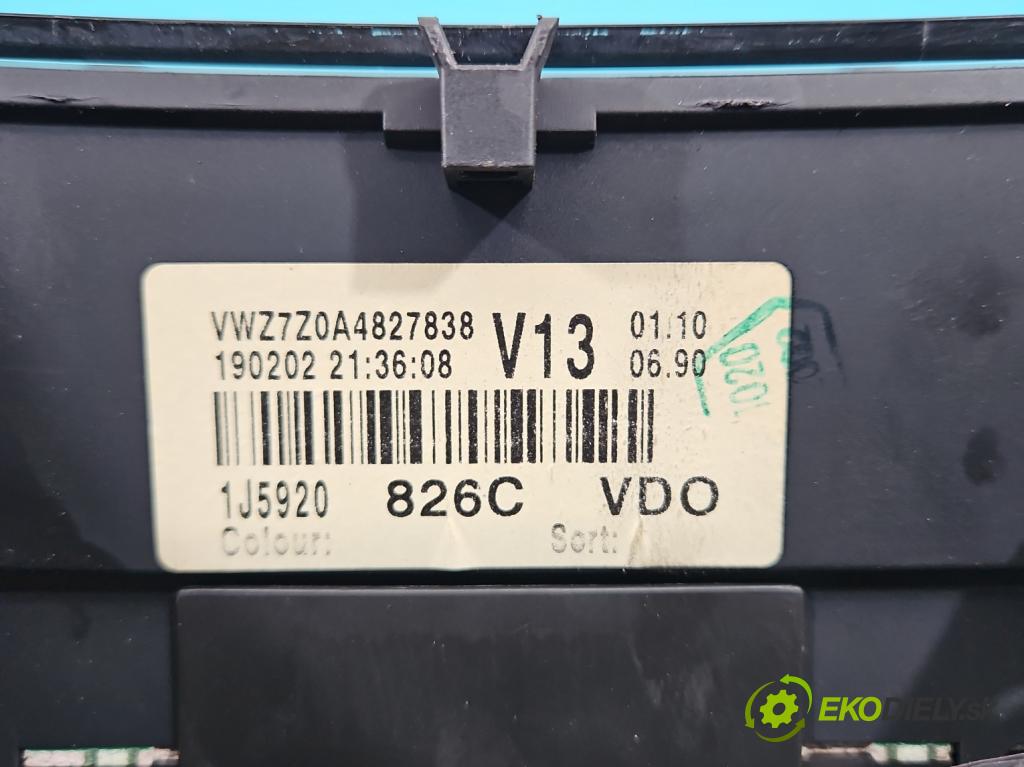Vw Golf IV 1997-2003 1.9 TDI 131 HP manual 96 kW 1896 cm3 5- prístrojovka/ budíky 1J5920826C (Prístrojové dosky, displeje)