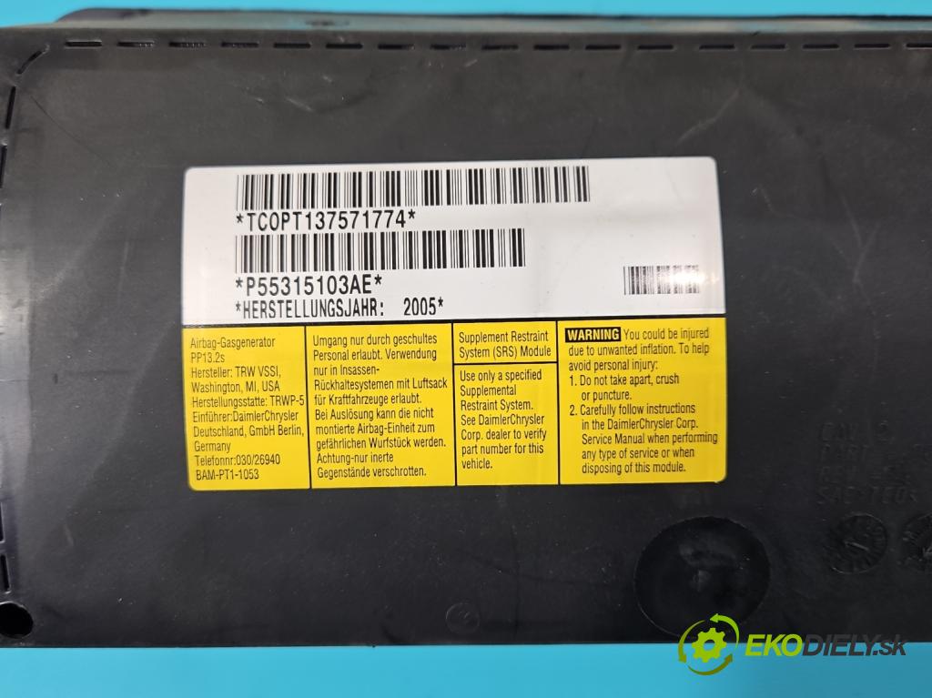 Jeep Cherokee KJ 2001-2008 3.7 V6 204 HP automatic 150 kW 3700 cm3 5- airbag vzduch: spolujezdce: P55315103AE (Airbag)