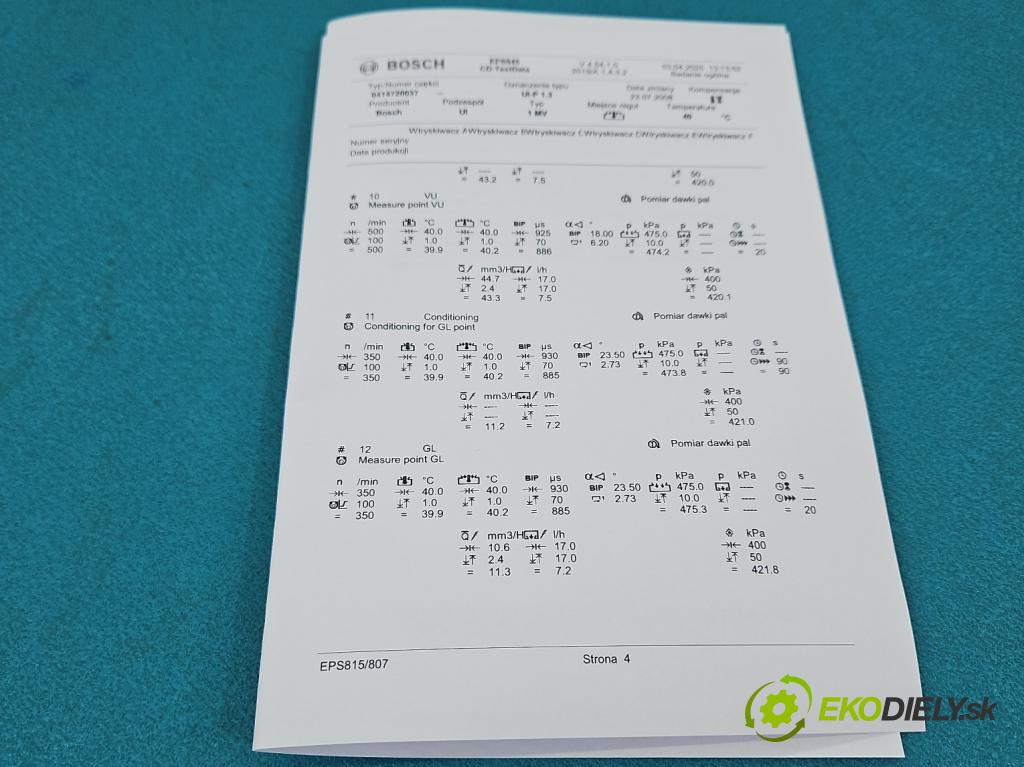 Vw Bora 1.9 TDI 101 HP manual 74 kW 1896 cm3 5- vstrekovacie čerpadlo 0414720037 (Vstrekovač paliva)