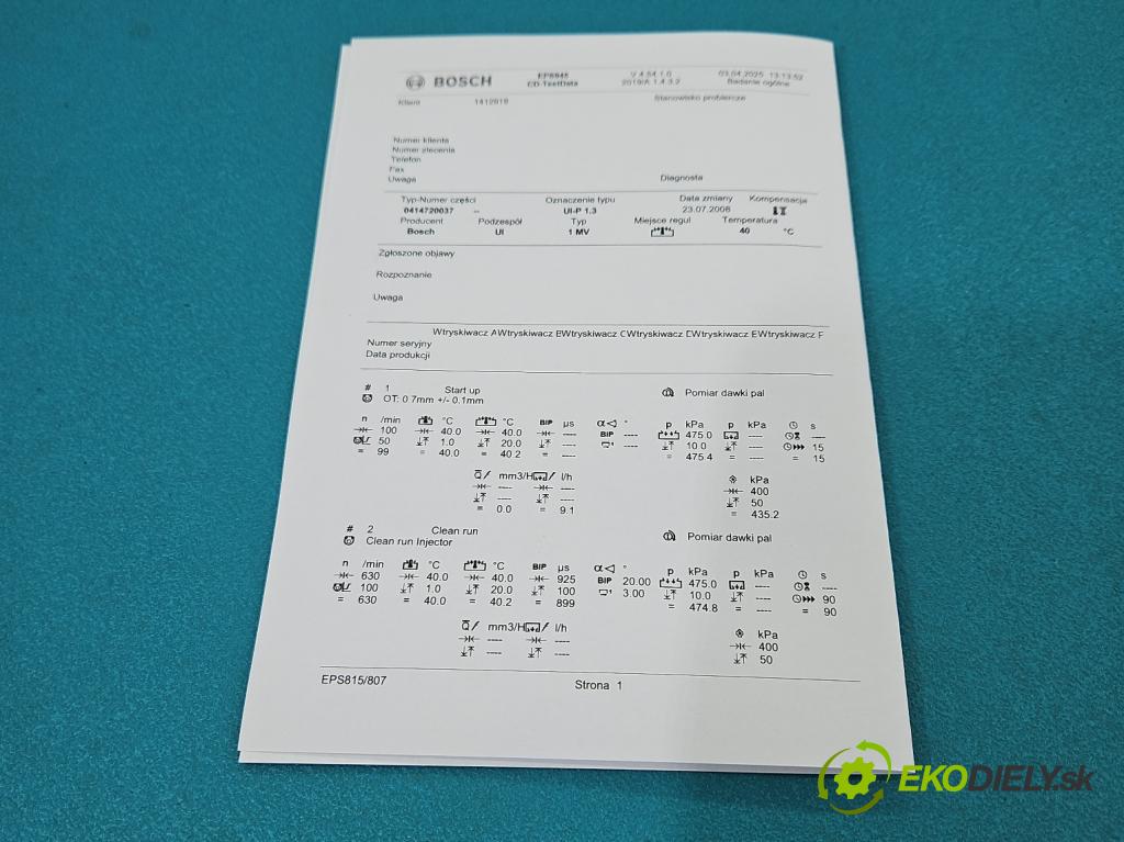 Vw Bora 1.9 TDI 101 HP manual 74 kW 1896 cm3 5- vstrekovacie čerpadlo 0414720037 (Vstrekovač paliva)