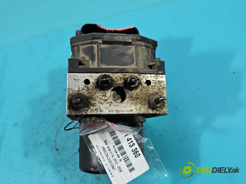 Seat Ibiza III 6L 2002-2008 1.4 tdi 75 HP manual 55 kW 1422 cm3 5- čerpadlo abs 0265800003 (Pumpy ABS)
